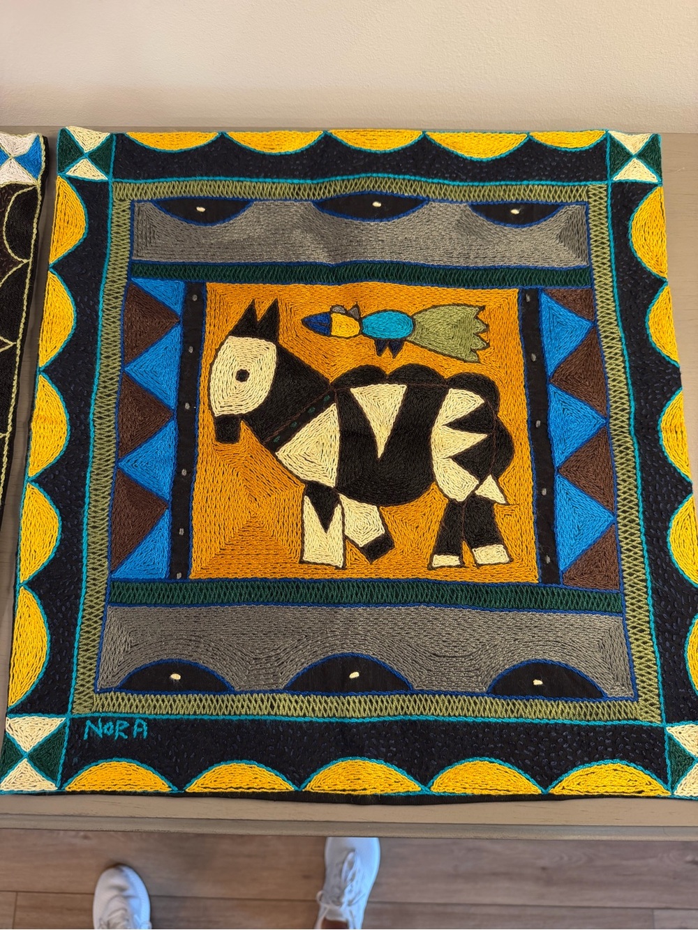 Hand Embroidered African Tribal Boho Accent Throw Pillow Covers 17” Set Of 2 - Picture 5 of 11